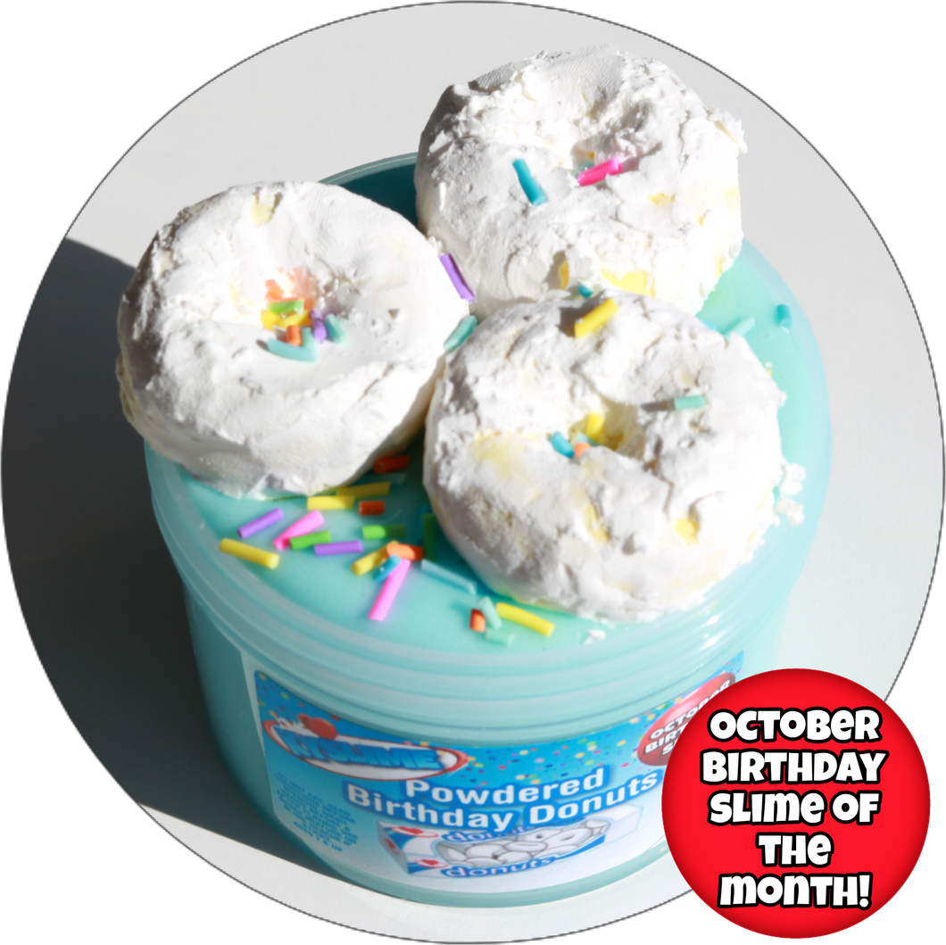 POWDERED BIRTHDAY DONUTS (October Birthday Slime of the Month)